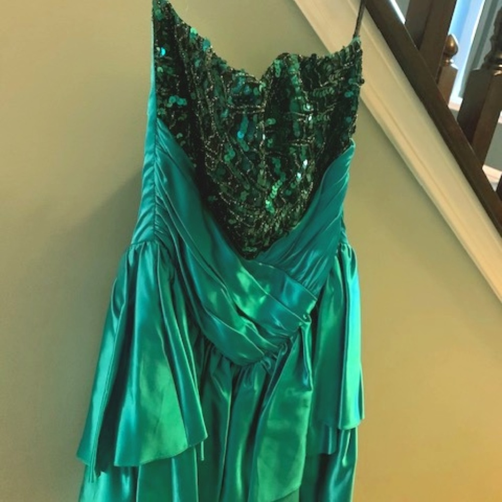 Vintage Teal 80s Prom Dress